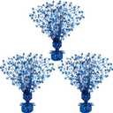 Crowye 3 Pieces Metallic Foil Spray Centerpiece Valentine's Day Table Decoration Party Star Burst Centerpieces Fall Table Decor for Birthday New Year 2026 Party Holiday(Blue)