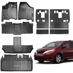 Vanseno Compatible for 2011-2020 Toyota Sienna 7 Seat Floor Mats and Cargo Liner Backrest Mats Trunk Mat Seat Back Cover All Weather Rubber Mat for 2011 2013 2014 2015-2020 Toyota Sienna Accessories