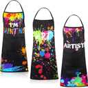 3 Pcs Painting Artist Apron with 2 Pockets, Colorful Artist Smock, Adjustable Painting Aprons for Adults