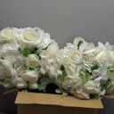 NUPTIO Flower Ball Arrangement Bouquet - 2 Pcs 15.7 inch Diameter White Fake Flowers Roses Balls for Centerpieces Tables - Artificial Rose Arrangements for Wedding Centerpiece Table Decorations