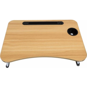 Folding Lap Desk, Portable Wood Black Laptop Bed Desk Lap Desk with Cup Holder, for Working Reading Writing, Eating, Watching Movies for Bed Sofa Couch Floor