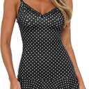 Wenrine Womens Polka Dot Mini Dress Spaghetti Strap Summer Dresses (L)