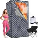 Sauna Box, Upgraded Large Size Portable Sauna for Home Spa with 3L 1300W Steamer, Big Folding Chair, 9 Levels Heat, Timer, Remote Control - Personal Full Body Steam Saunas Room Tent 3' x3' x5.9' Grey (Gray)