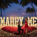 Marry Me Light Up Letters: Will You Marry Me Sign Marquee Letters 4 Feet Tall Yellow Lit Proposal Decorations Outdoor Large Engagement Wedding Party Decorations Kit with 2000 Pcs Rose Petals