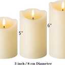 Eywamage Ivory Flameless Pillar Candles with Remote, Flickering Realistic LED Battery Wax Candles Set of 3, 3" H 4" 5" 6"