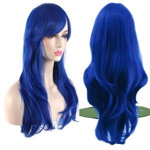 Akstore 28 inch Fashion Wigs Long Wavy Curly Hair Cosplay Wig (Blue)