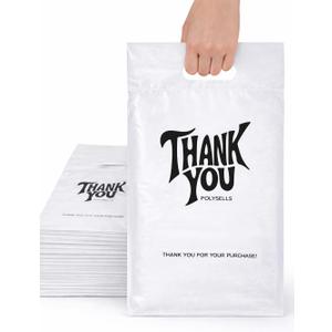 POLYSELLS Thank You Poly Mailers 10x13 inches 100 Pcs Waterproof Self-Sealing Shipping Bags with Handle for Clothing