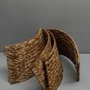 Handmade Water Hyacinth Christmas Tree Collar 24" – Rustic Basketweave Tree Base Cover, Eco-Friendly Skirt Alternative with Cord Cut-Out (Natural)