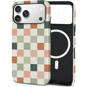 Mokiy TPU Phone Case for iPhone, MagSafe Wireless Charging Compatible, Shockproof Slim Fit Protective Cover with Anti-Yellowing & Raised Camera Protection (Grid 6, iPhone 17 Pro(6.3"))