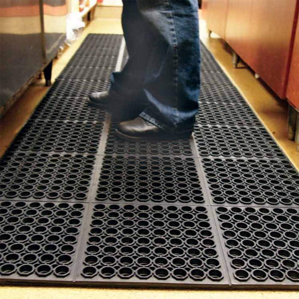 Commercial Rubber Floor Mats 3FT x 5FT Anti-Fatigue Rubber Matting with Drainage Holes Heavy Duty Doormat for Restaurant Industrial Garden Bar Bathroom Indoor Outdoor Wet Area