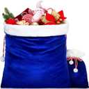 Shappy 2 Pieces Christmas Velvet Santa Bags with Drawstring In 2 Size Large Christmas Bags Santa Gift Sack for Xmas Playing Present Toy (Royal Blue)
