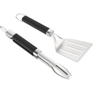 Weber Portable Grill Tool Set, 2‑Piece – Compact Stainless Steel Spatula & Locking Tongs with Hanging Loops, Dishwasher Safe - Grill Accessory Kit
Compact Stainless-Steel Spatula & Locking Tongs with Hanging Loops, Dishwasher Safe - Grill Accessory Kit