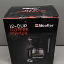 Mueller 12-Cup Drip Coffee Maker - Borosilicate Carafe, Auto-Off, Reusable Filter, Anti-Drip, Keep-Warm Function, Clear Water Level Window Coffee Machine, Kitchen Essentials & Accessories (Black)