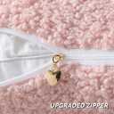 FUTEI Pink Throw Pillow Covers 24x24 Inch Set of 2,Furry Faux Fur Teddy Boucle Textured Cushion Covers,Soft Fluffy European Pillow Shams,Home Decor for Couch Bed Living Room Office