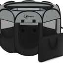 Siedihit Dark Grey Puppy Playpen for Large Dog Cat, Dogs Tent Crates Cage Indoor/Outdoor, Portable Pop Up Dog Kennel with Carrying Bag for Rabbits, (Dark Grey, Large)