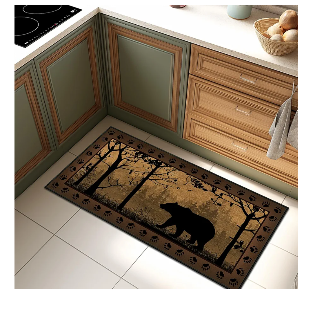 Vintage Runner Rug 2x4 Rugs for Entryway,Bear Country Cabin Wildlife Kitchen Rug Washable Indoor Door Mat Non Slip Accent Throw Rugs Rustic Area Carpet Runners for Hallway,Bedroom,Laundry Floor Carpet