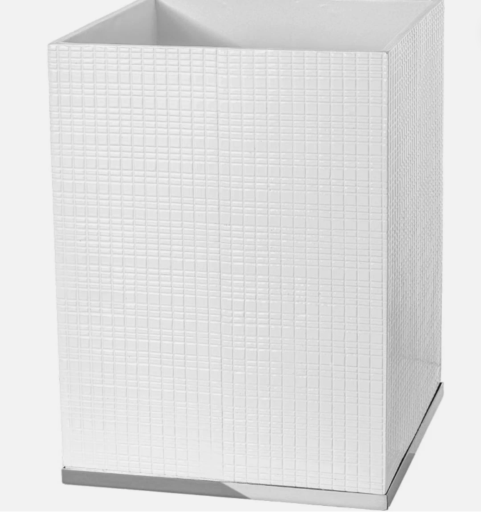 Creative Scents Estella Waste Basket for Bathroom 1.98 Gal / 7.5L  Small White Bathroom Trash Can  Decorative Small Garbage Can  Durable Space Friendly Wastebasket