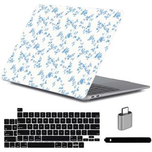 LanBaiLan Compatible for MacBook Pro 13 with Touch Bar 2022 2021 2020 2019 2018 2017 2016 Release M1 M2 A2338 A2289 A2251 A2159 A1989 A1706 A1708 Protective Case & Keyboard Cover, Engraved Floral