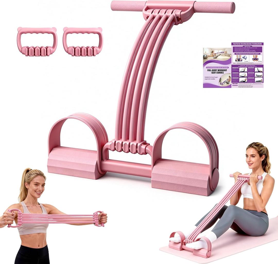 Foot Pedal Resistance Bands with Handles, 6-Tube Multifunction Exercise Bands, Durable Home Gym Fitness Equipment for Women & Men