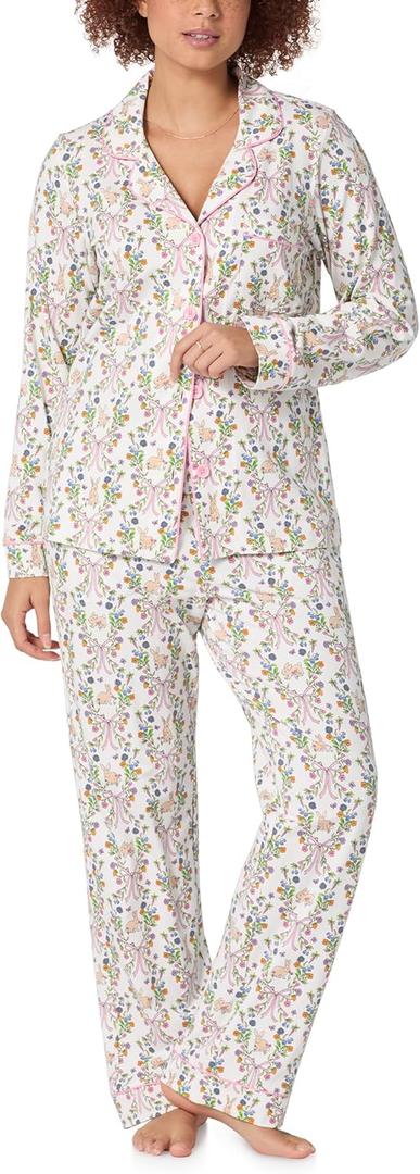 Bed Head PJs Womens Matching Pajamas - Soft Organic Cotton Long Sleeve Button Down PJ Top & Pants Set, Loungewear & Sleepwear (XX-Small, Bunny Blooms)
