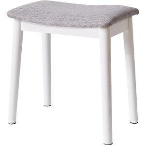 IBUYKE Saddle Cushion Vanity Stool Chair, Foot Rest Stool with Solid Wood Legs, Modern Vanity Bench Ottoman for Piano, Upholstered Seat for Bedroom, Entryway, White Legs&Light Gray WBD007WG