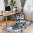 Office Chair Mat for Hardwood Tile Floor, 48"x60"Anti-Slip Under Desk Carpet Protector for Rolling Computer Chair Mat, Machine Washable Office Area Carpet (Fauxwool,Blue)