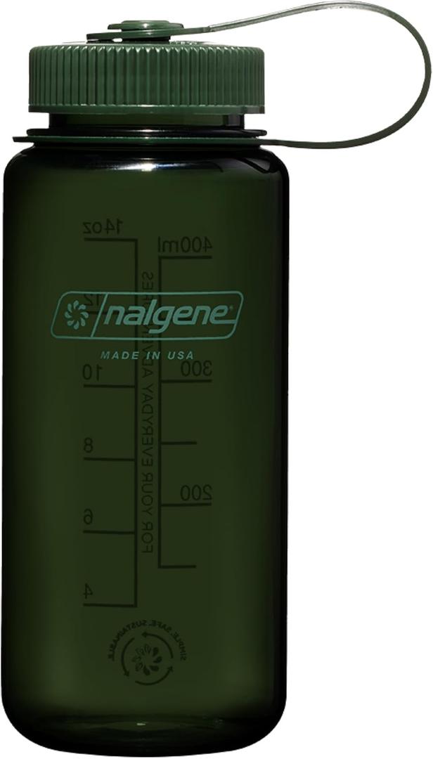Nalgene Sustain Tritan BPA-Free Water Bottle Made with Material Derived from 50% Plastic Waste (using ISCC certified mass balance), 16 OZ, Wide Mouth, Jade