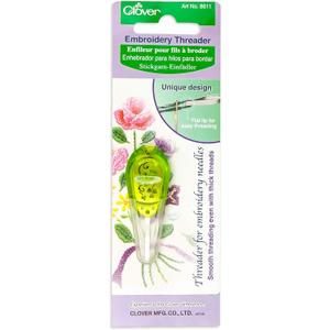 Clover 8611 Needle Threader for Embroidery Needles-Apple Green