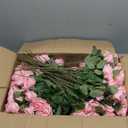 Lyrow 200 Pcs Artificial Roses Realistic Flowers Bulk Real Looking Fake Silk Rose Bouquets with Long Stem Flowers for Wedding Table Centerpieces Bridal Shower Party Home Garden Decor (Pink)