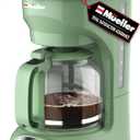 MUELLER HOME 12-Cup Drip Green Coffee Maker, Borosilicate Carafe, Auto-Off, Reusable Filter, Anti-Drip, Keep-Warm Function, Clear Water Level Window, Green Kitchen Accessories & Decor