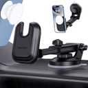 pop-tech Socket Phone Dashboard Mount: Suction Cup Cell Phone Holder fits Dash Windshield Window - Black Universal Car Automobile Cradle for iPhone 16 Samsung Smartphone (Socket Grip Not Included)