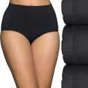 Vanity Fair womens Seamless Underwear, Light Smoothing, No Pinch No Show (6, Brief - 3 Pack - Black/Black/Black)