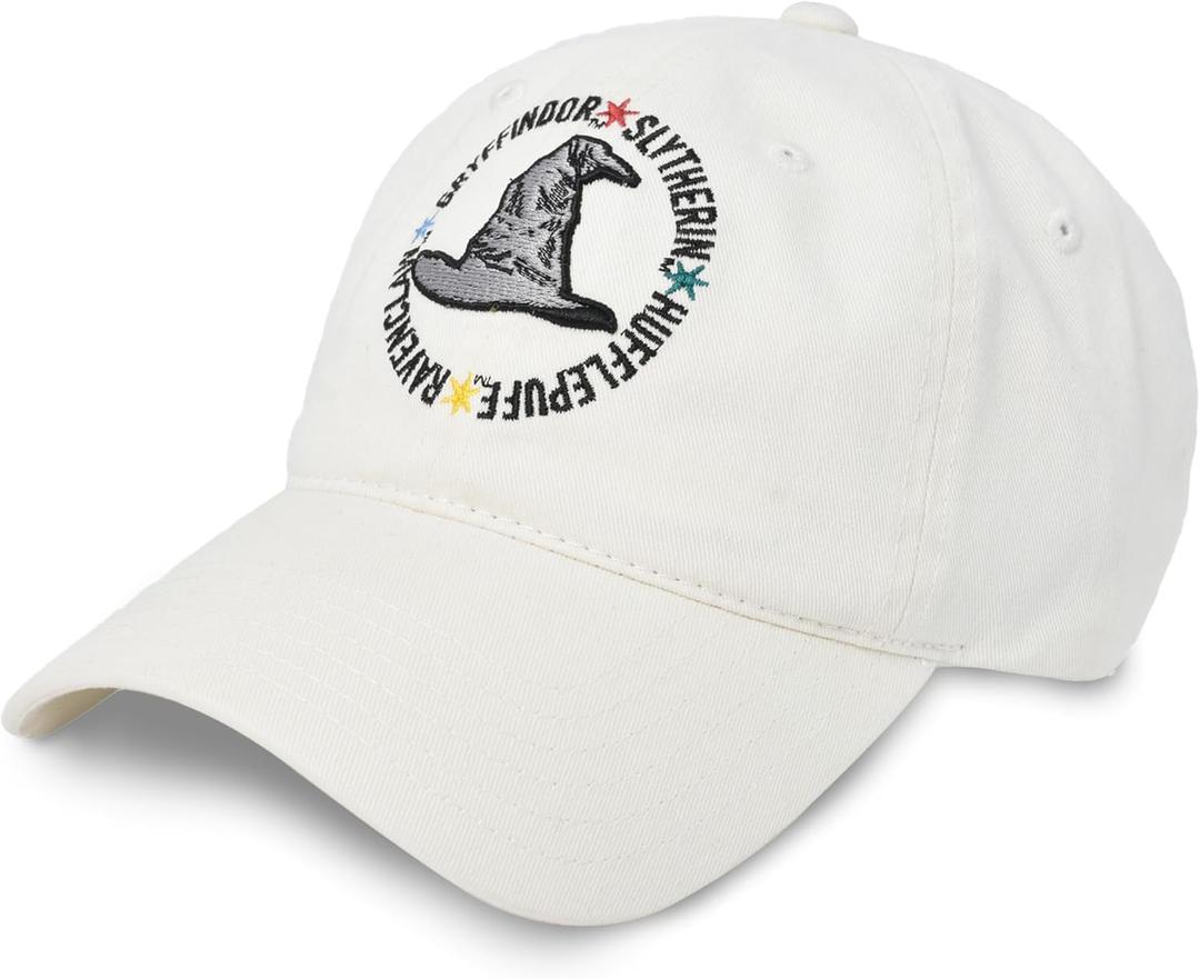 Concept One unisex adult Warner Bros Harry Potter Sorting Hat and House Names Cotton Adjustable Hat Baseball Cap, Ivory, One Size US