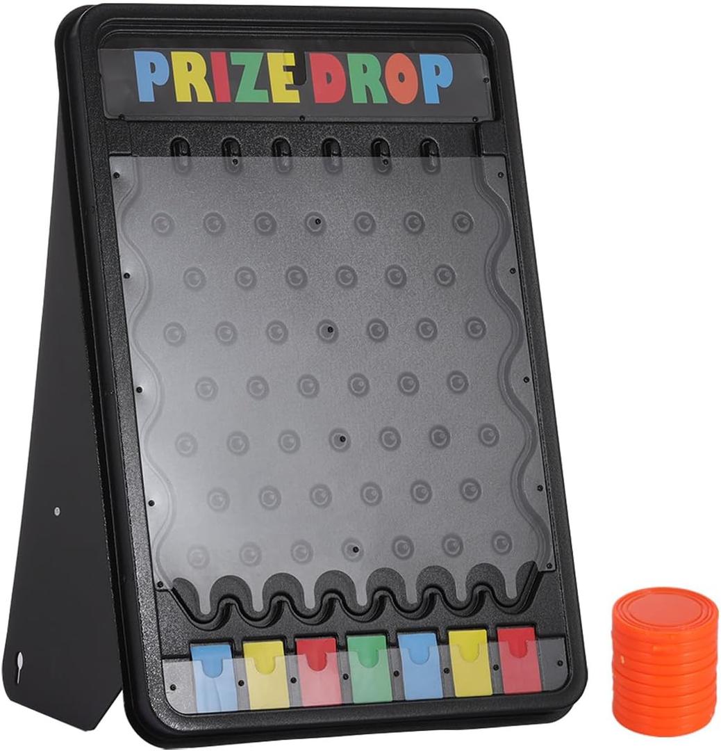 Tabletop Prize Drop Board Game Plinko Board Large Foldable Stand with Customizable 10 Playing Pucks for Carnival Tradeshow Party (31"x21")
