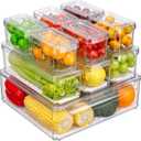 10Pack Fridge Organizer Stackable Refrigerator Storage Bins with Lids BPA-Free Clear Fruit Storage Containers for Vegetables, Food & Drinks