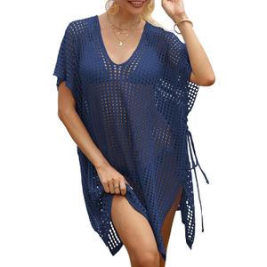 Women's Loose Swimsuit Crochet Sexy V Neck Swim Coverups Bathing Suit Bikini Cover up Vacation Summer Beach Dresses