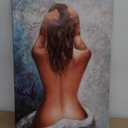 Wall Art for Bathroom Woman Painting Canvas Print Art Black White Blue Framed Wall Art Bedroom Home Wall Dcor 16x24inch (24L" x 16W", Nude Woman-02)