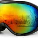 Ski Goggles Frameless Anti-Fog Windproof OTG Design Snowboard Goggles UV400 Block Eyes Protect Lens Adult Youth (Black and Red)