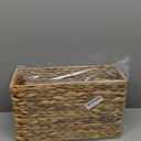 Yesland Hand-Woven Narrow Water Hyacinth Holder Wicker Basket, 15.5 x 5.5 x 9.75 Inch Decorative Magazine Storage Basket Bin for Home, Office, Desk