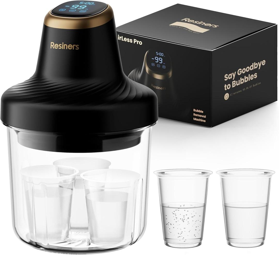 Resiners Resin Bubble Remover Airless Pro, 3 Min Remove 99.99% Bubbles, 99kPa Vacuum Chamber (20L/min), 3.2L Big Capacity for All Epoxy,UV Resin,Silicone,Art Crafts,Jewelry Making (Patented)