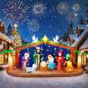 Kalolary 12FT Long Christmas Inflatable Nativity Scene, Xmas The Birth of Jesus Inflatables with Build-in Lights Christmas Outdoors Blow Up Decoration for Holiday Party Garden Lawn Indoor Decors, The Birth of Jesus