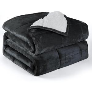 Alomidds Weighted Blanket (Queen Size 20lbs 60x80 inches) with Soft Plush Fleece, Throw Blanket with Cozy Warm Sherpa,Ultra Fuzzy Heavy Blanket Microfiberfor for Sofa Bed, Dark Grey