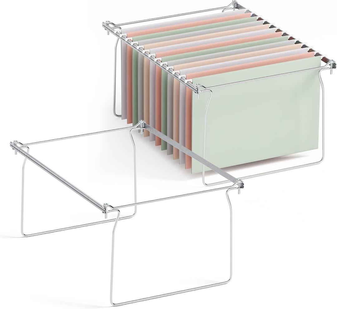 SUNEE Hanging File Folder Frame, Letter Size Files Holder Bars,17.5 Inches, Set of 2