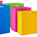 Hallmark Assorted Gift Bags (8 Bags: 3 Small 6", 3 Medium 9", 2 Large 13") Solid Pink, Blue, Green, Yellow, Red