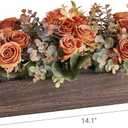 Dahey Centerpiece Table Decorations for Dining Room Farmhouse Living Room Fall Table Centerpieces Decor Wood Tray with 3 Artificial Flowers and 2 Eucalyptus for Kitchen Table, Orange