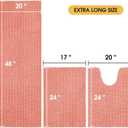 ACCUMTEK Upgrade Extra Large Coral Bathroom Rug Set 3 Pieces Ultra Soft, Thick Absorbent Bath Mats, Non Slip Chenille Toilet Mat for Bathroom, Bedroom, Kitchen