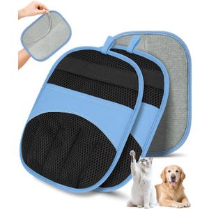 2 Pack Pet Hair Removal Glove - Electrostatic Magic Brush Gloves Pet Hair for Dogs and Cats, The Magic Brush Pure Path Yomi Pet Grooming Needs, Fur Remover for Furniture, Clothes, Car Seats (Blue)