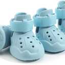 Dog Shoes for Hot Pavement,Non-Slip Waterproof Breathable Easy to Clean Put On and Take Off Dog Boots,Paw Protector for Hot Summer Roads Winter Snow .Dog rain Boots(Light Blue,8)