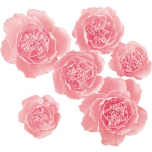Crepe Paper Flowers Decoration for Wall, Artificial Flowers for Wedding Decor,Flower Backdrop Decor,Baby Shower,Birthday Party, Photo Backdrop, Nursery Wall Decor (Pink;Set/6)