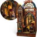 FUNPOLA LED 3D Puzzle Magic Station Book Nook Kit - Interactive 3D Wood Puzzle LED Magical Miniature with Infinite Extension Space - DIY Bookshelf Insert Decor Gifts(Magic Station)